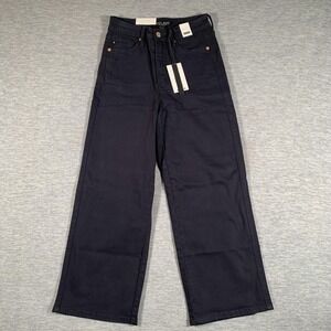 Judy Blue‎ Vineyard Date Jeans Womens 1/25 Navy High Waist Wide Leg Crop Stretch